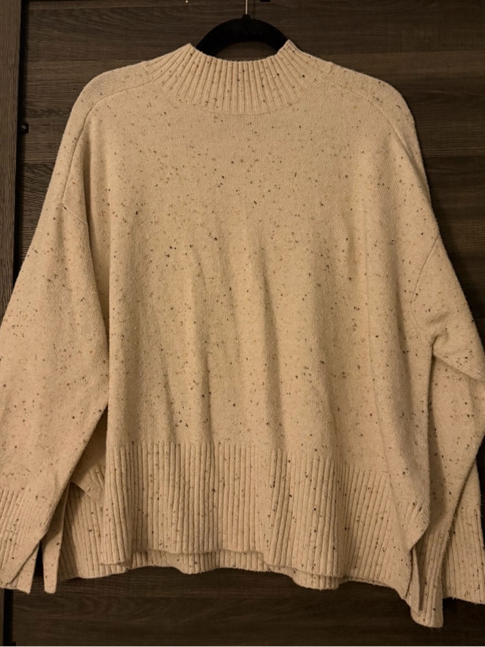 LOFT Cream Speckled Mock Neck Sweater